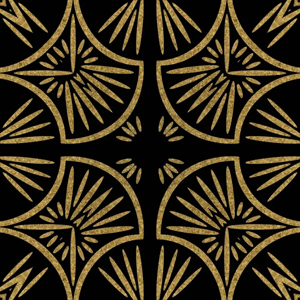 Senza soluzione di continuità ripetizione Pattern mattonelle oro nero — Foto Stock
