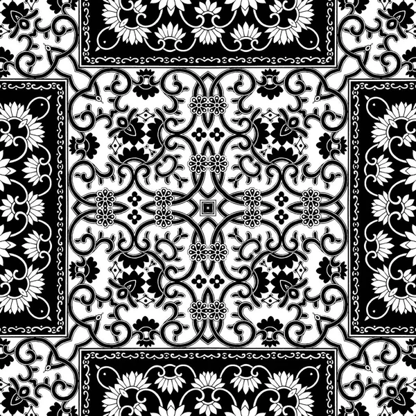 Černé a bílé bezešvé opakující se vzor dlaždice — Stock fotografie