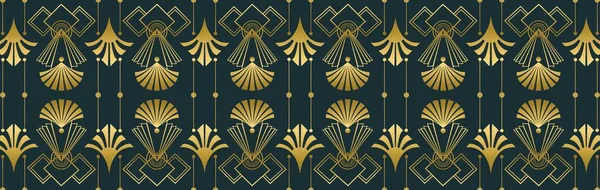 Elegante Esmeralda Verde Oro Art Deco Diseño Banner Estilo Perfecto — Foto de Stock