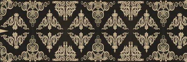 Ornamento Vintage Bordo Beige Nero Perfetto Design Tessile Fermo Arredamento — Foto Stock