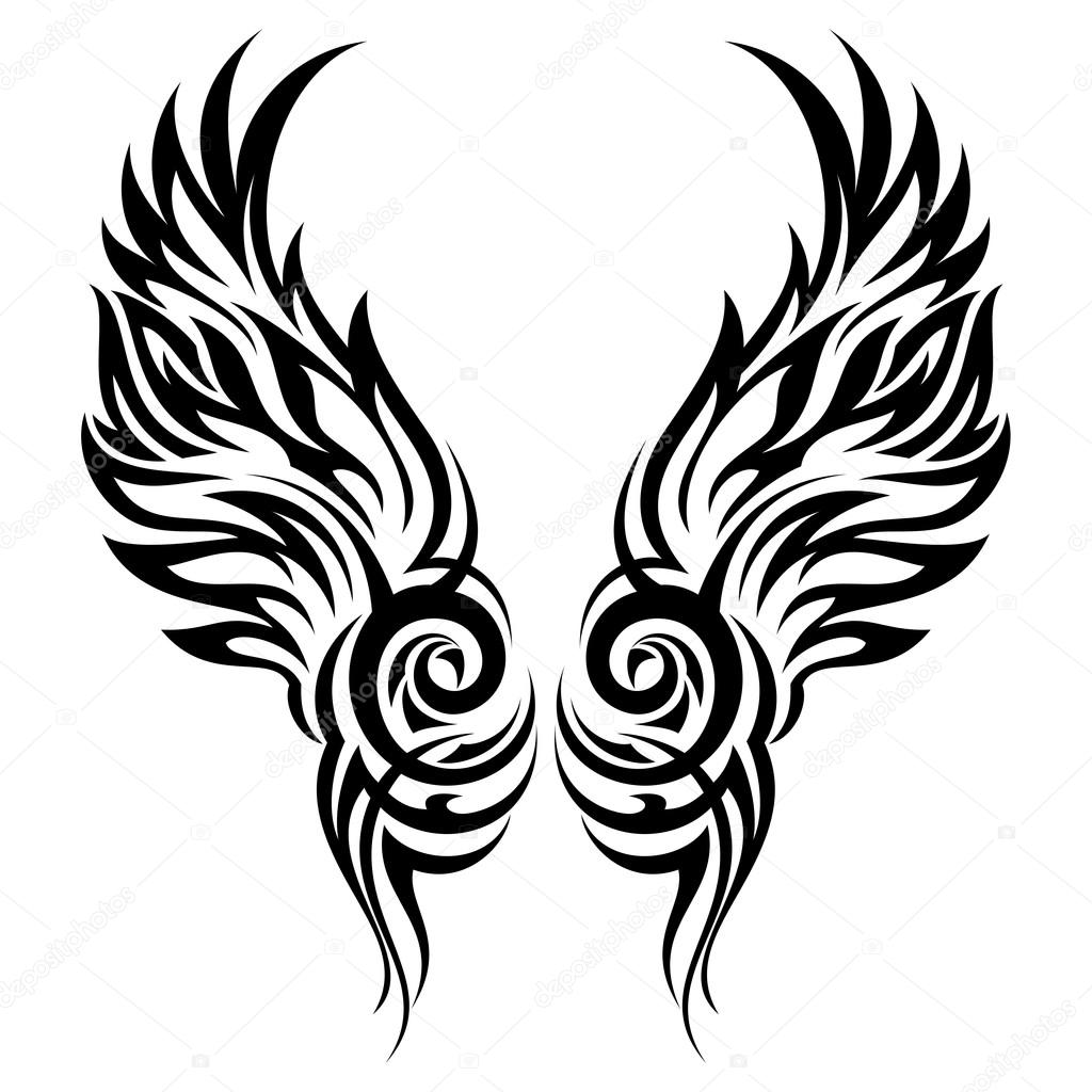 Flaming wings  tribal  tattoo vector  Stock Vector 