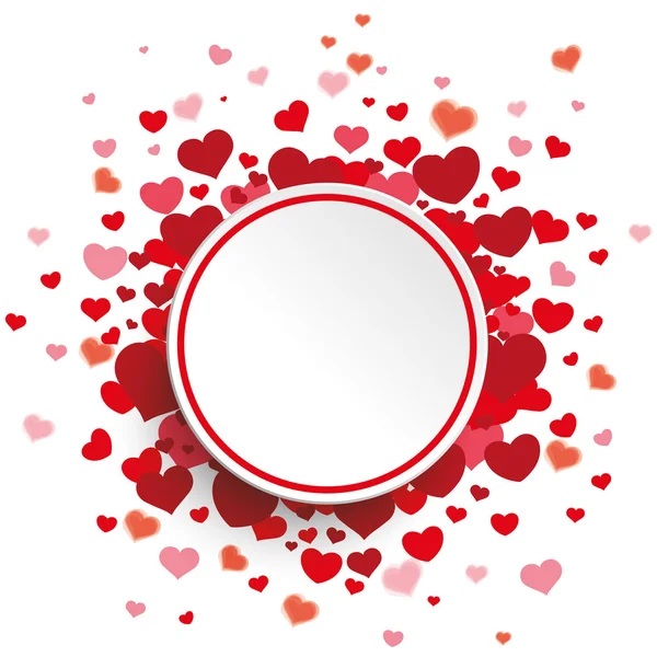 Círculo blanco Corazones rojos — Vector de stock