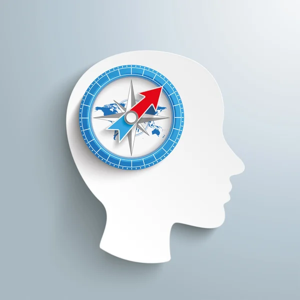 Human Head Compass Brain — Stock Vector