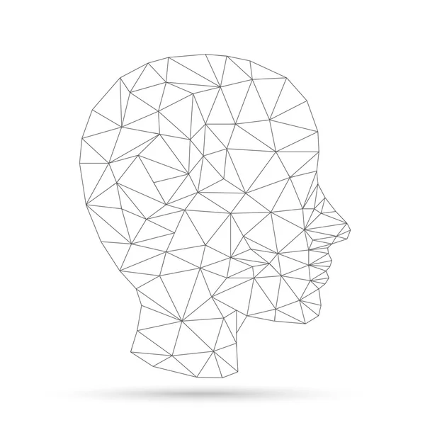 Low Poly Human Head Network — Stock Vector