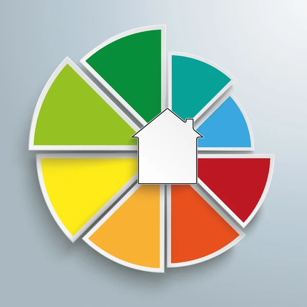 Renkli Piechart 8 adet ev merkezi — Stok Vektör