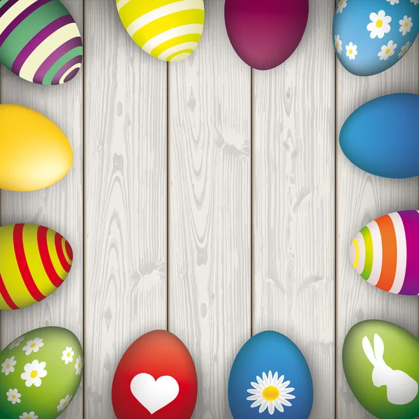 Easter Eggs Wooden Centre — Stock Vector