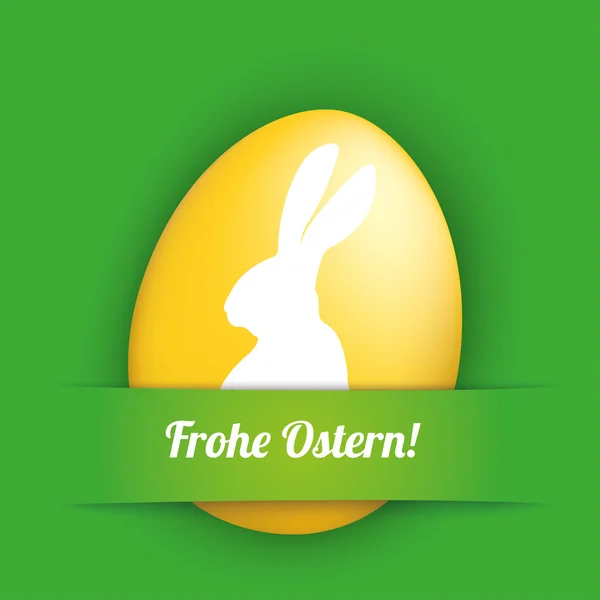 녹색 배너 계란 Frohe Ostern 변환 — 스톡 벡터