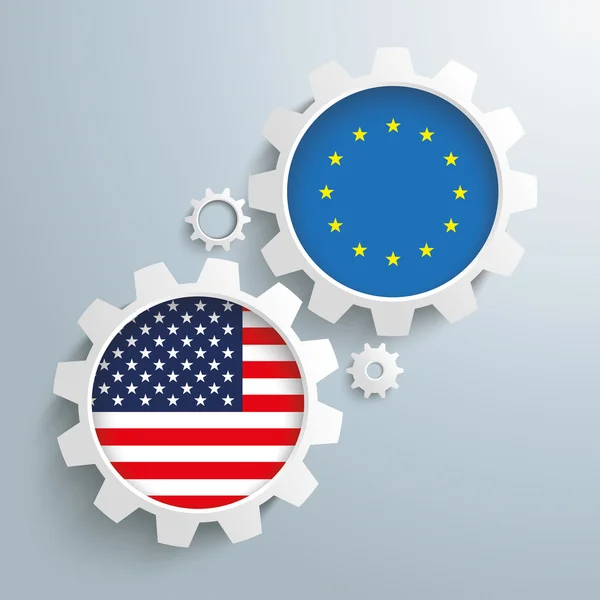 Engrenagens de parceria UE EUA — Vetor de Stock