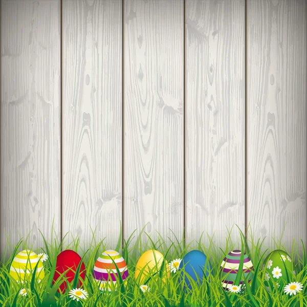 Oeufs de Pâques colorés Herbe — Image vectorielle
