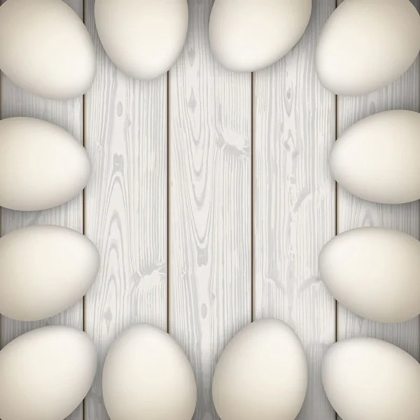 Eieren houten achtergrond centrum — Stockvector