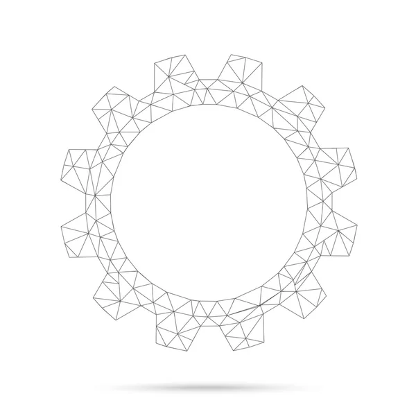 Lage Poly Gear Wheel netwerk — Stockvector