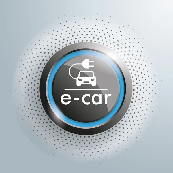 Кнопка с символом e-car — стоковый вектор