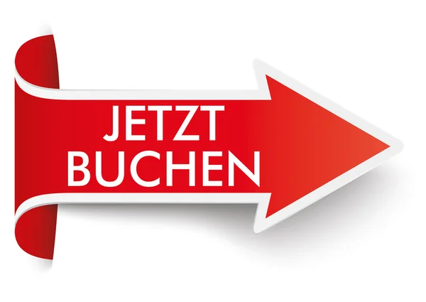 Rojo Convertir Flecha Jetzt Buchen — Vector de stock