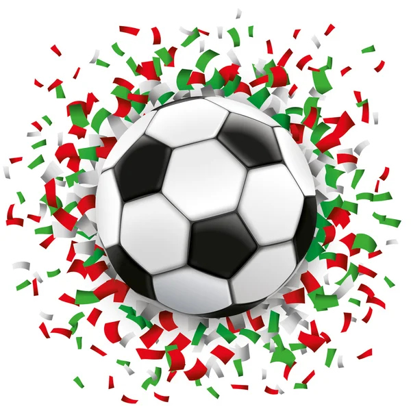 Futebol Verde Vermelho Confetti Itália —  Vetores de Stock