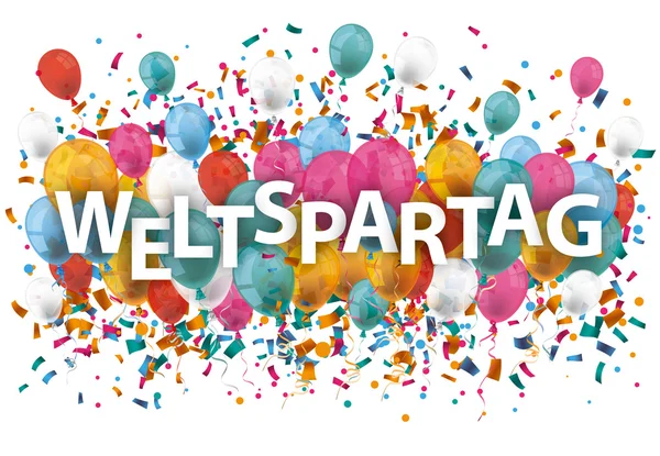 Weltspartag Globos Confetti — Vector de stock