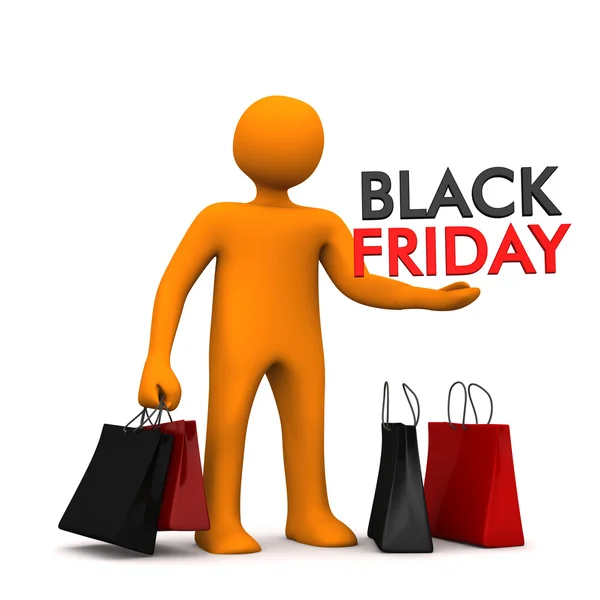 Schaufensterpuppe Einkaufstaschen Black Friday — Stockfoto