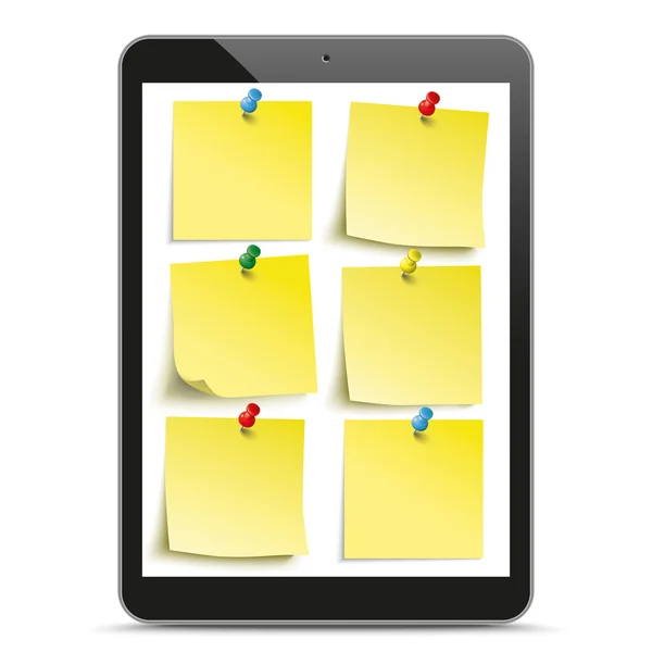 黑色的 Tablet Pc 黄色贴纸 — 图库矢量图片