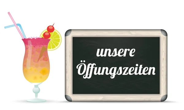 Cocktail Blackboard Unsere Oeffungszeiten — Stock Vector