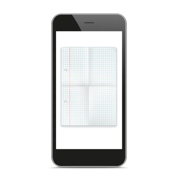 黑色智能手机检查折叠纸样机 — 图库矢量图片