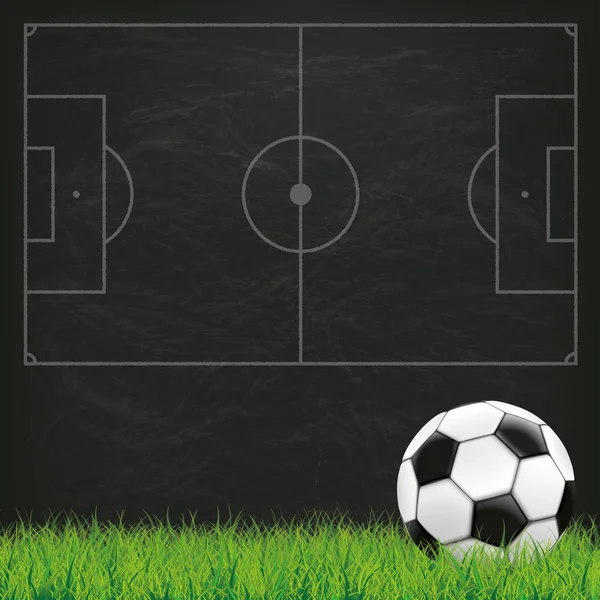 फुटबॉल ग्राउंड ब्लैकबोर्ड ग्रीन घास — स्टॉक वेक्टर