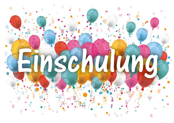 Confettis ballons lettres chiffres Einschulung — Image vectorielle