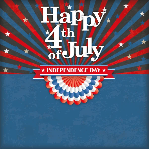Joyeux 4 juillet US Flag Bunting Rétro Soleil — Image vectorielle
