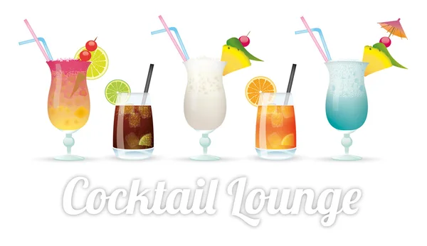 Kinds of cocktails with text — Stock Vector