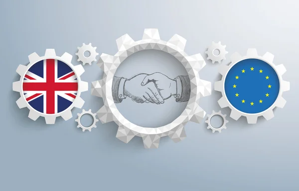Reino Unido EU Partnership Gears Handshake — Archivo Imágenes Vectoriales