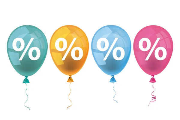 4 gekleurde ballonnen procenten — Stockvector