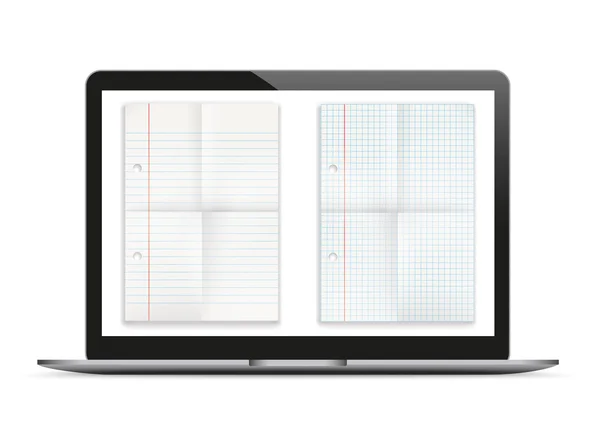 Ноутбук Mockup Folded Papers — стоковый вектор