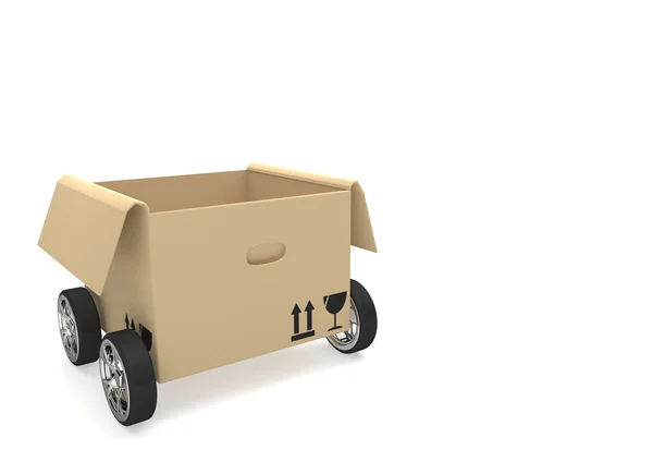 Opened Moving Box Wheels — Stock Photo, Image