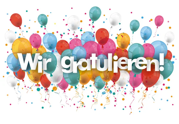German text Wir gratulieren — ストックベクタ