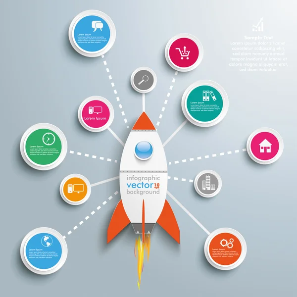 Infographie du réseau Rocket Circles — Image vectorielle