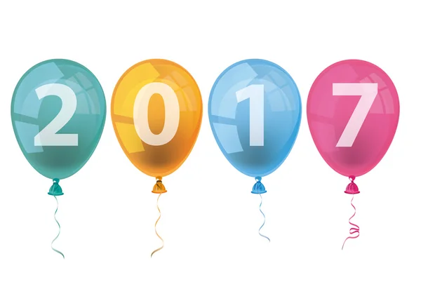 2017 con globos de colores — Vector de stock