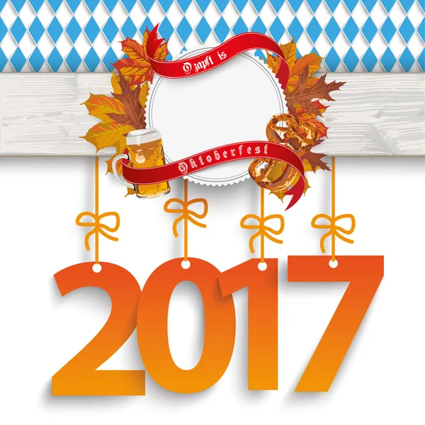 Oktoberfest 2017 Emblema de folhagem — Vetor de Stock
