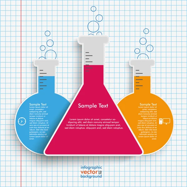 2 Round 1 Triangle Test Tubes Checked Paper — Stock Vector