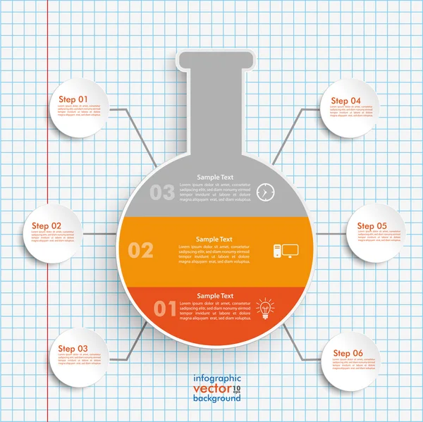 Lab Tube 6 alternativ Infographic kontrolleras papper — Stock vektor