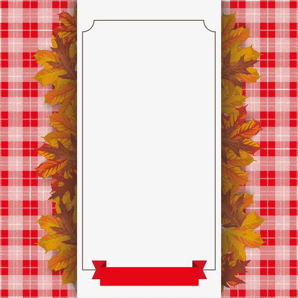 Autumn Foliage Checked Blanket Paper Banner Ribbon — Stock Vector