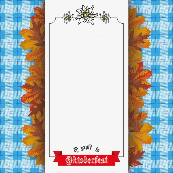 Folhagem Oktoberfest verificada fita de banner cobertor — Vetor de Stock