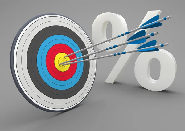 Target with arrows and white percent — Stock Photo, Image