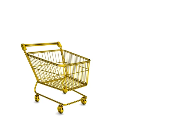 Zlatý nákupní vozík — Stock fotografie