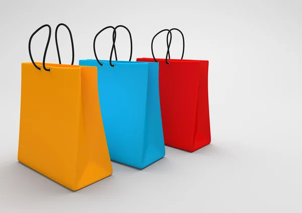 Trois sacs à provisions colorés — Photo