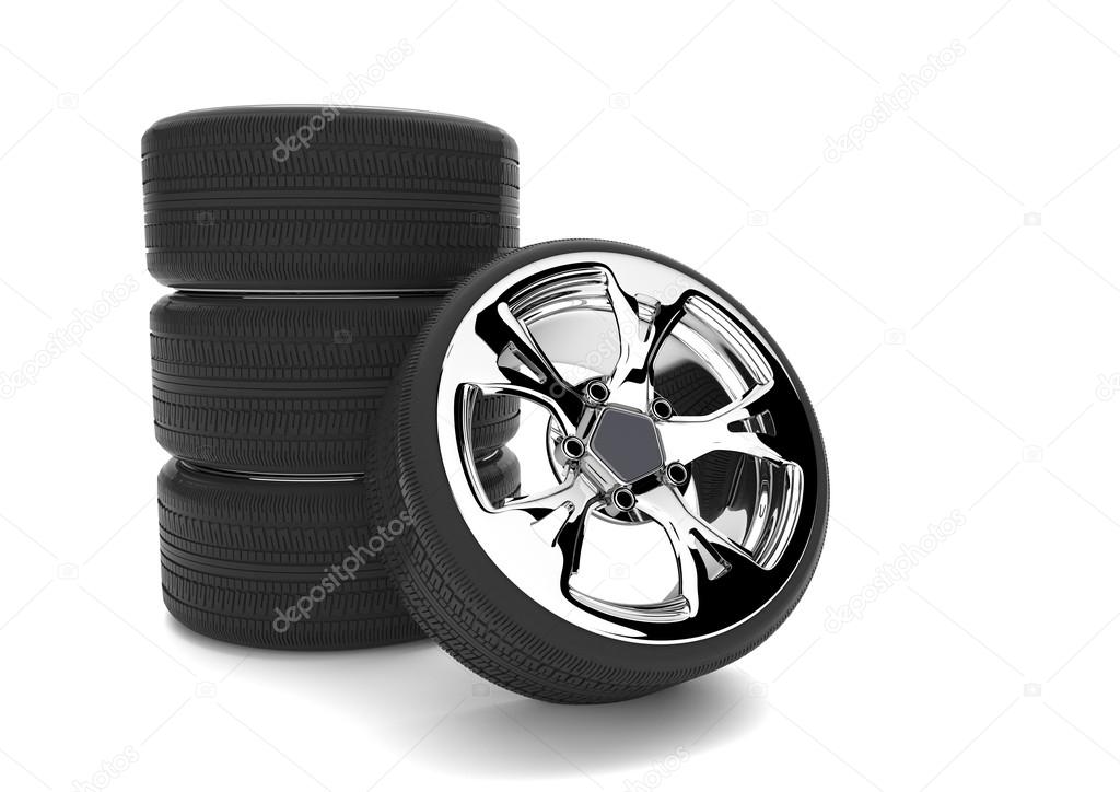 Car Tires with Rims — Stock Photo © limbi007 124599496