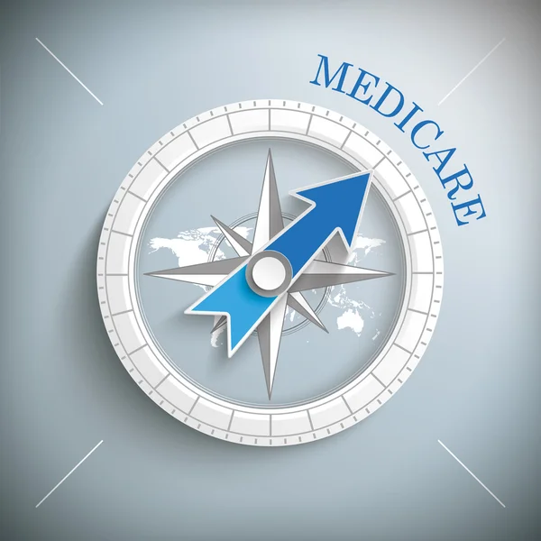 Compass with text medicare — Stock vektor