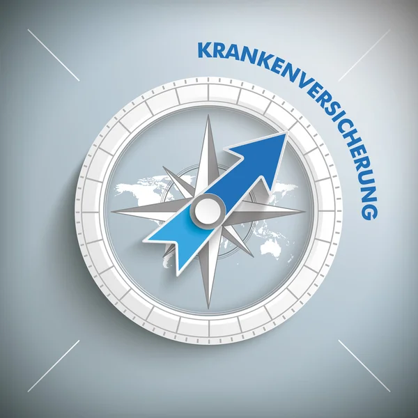 Compass with German text Krankenversicherung — ストックベクタ