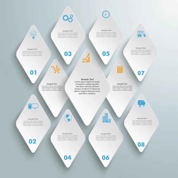 Weiße Rautenstücke 8 Optionen — Stockvektor