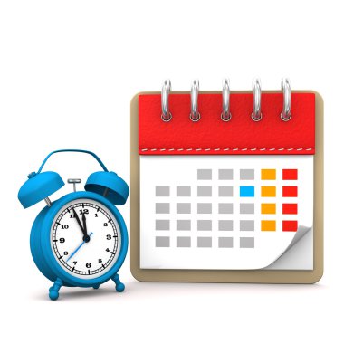 Blue alarmer with calendar clipart