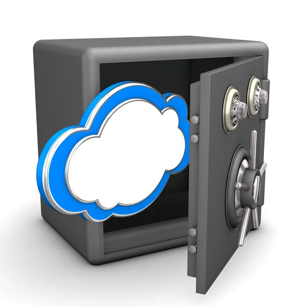 Opened safe with blue cloud — Stock Photo, Image