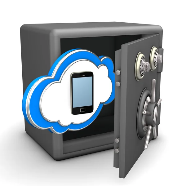 Opened safe with blue cloud — Stock Photo, Image