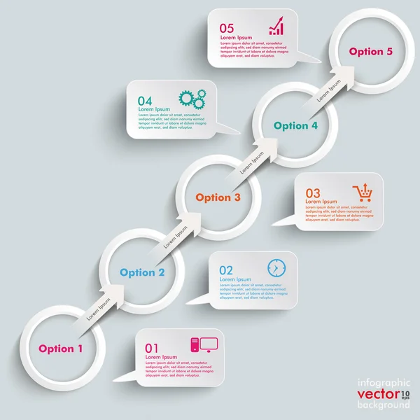 Papierpfeile 5 weiße Ringe 3 Optionen — Stockvektor